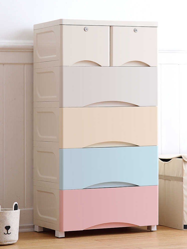 Thickened drawer storage cabinet Five-layer baby plastic baby storage cabinet Wardrobe toy multi-layer chest of drawers