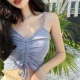 Mùa hè mới của phụ nữ Hàn Quốc Chủ đề dây rút cổ chữ V lộ ra áo khoác nhiều màu mặc áo quây gợi cảm - Áo ba lỗ