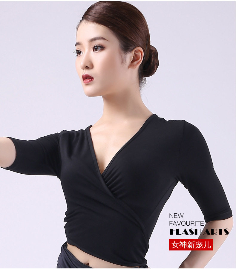 Latin dance top female adult summer mesh dance dress practice suit Aerobics practice suit Modal cotton slim fit