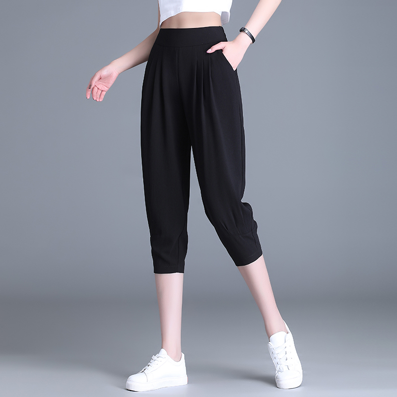 Yiyang Jiali Women's Cropped Harem Pants, Summer Thin Style, 2026 New Model, Shenzhen Nanyou, Plus Size, Slimming Ice Silk Pants