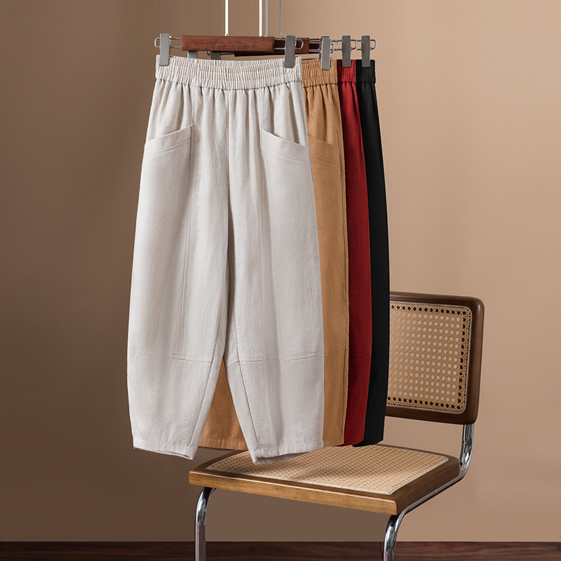 Brotherburg Linen Capri Pants for Women 2026 New Style Shenzhen Nanyou Summer Thin Lantern Pants Loose Harem Pants