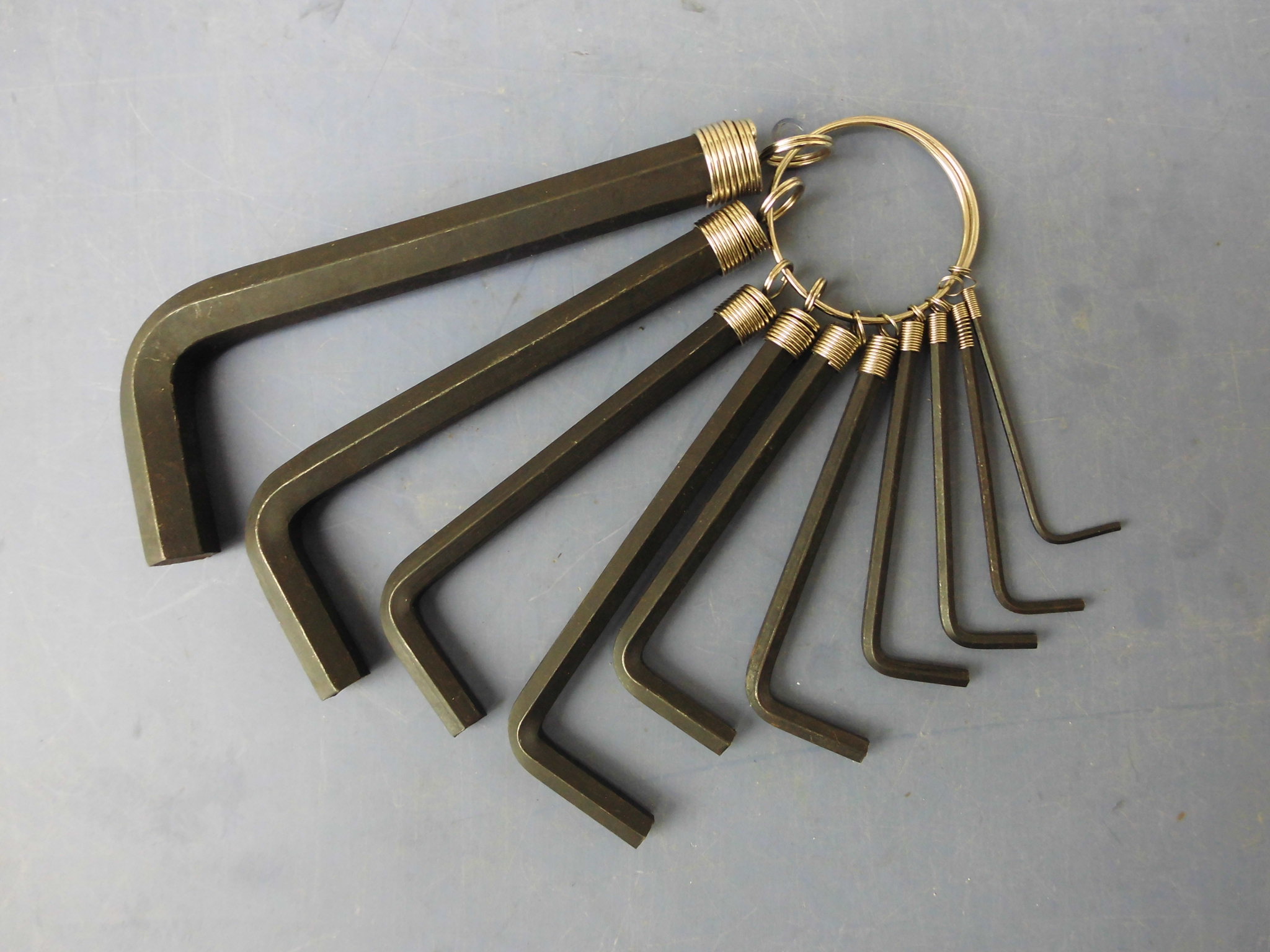 Public-made English hexagon wrench 10PC Key ring set hexagonal wrench 10 Sleeves Black Inner Hexagon Wrench