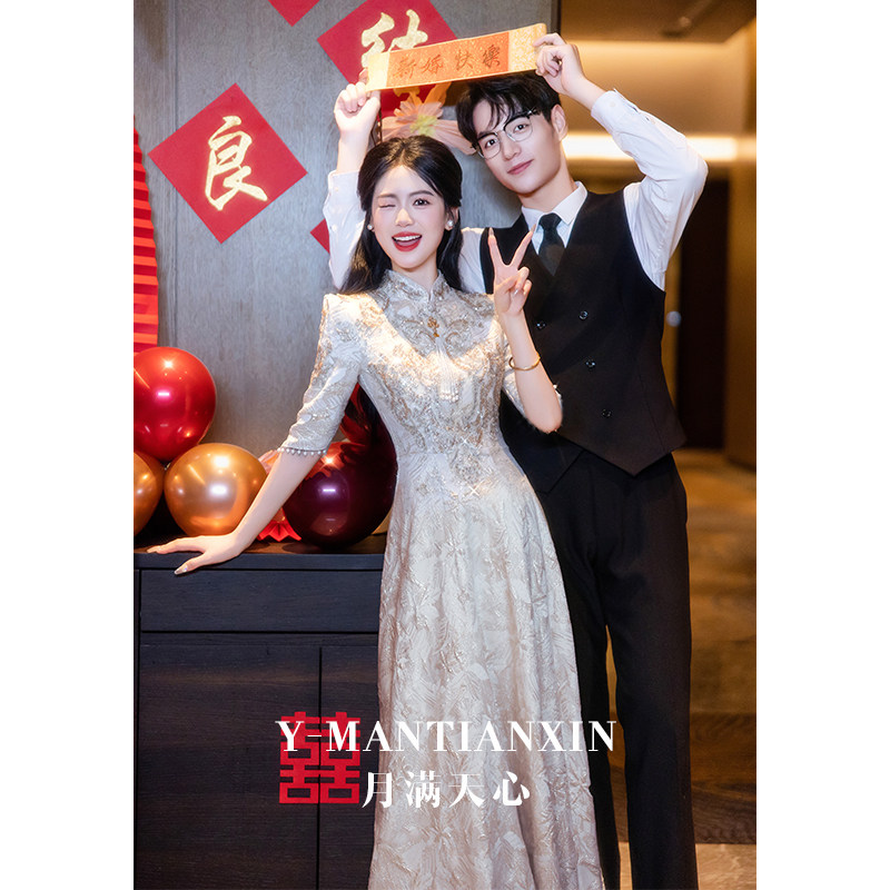 Cheongsam toast dress 2026 новое высококачественное свадебное платье для помолвки, легкое роскошное свадебное вечернее платье весна