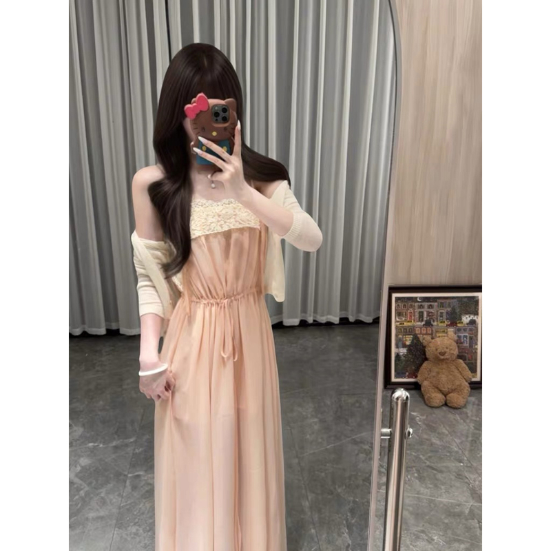 Lace Style Y*L Two-Tone Long Dress/Goddess-Like Dress with Adjustable Straps and Waist Lace Style Y*L Two-Tone Long Dress/Goddess-Like Dress with Adjustable Straps and Waist