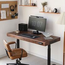 Electric lifting desk Pole minimalist book room Home Black Huaches wooden computer desk light and luxurious modern office study desk