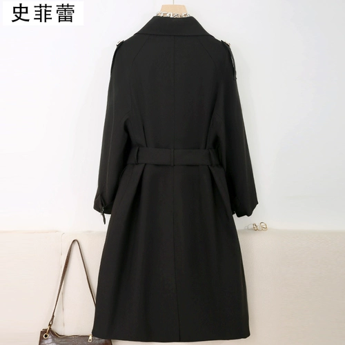 Длинный черный плащ для отдыха, осенняя куртка, в корейском стиле, изысканный стиль