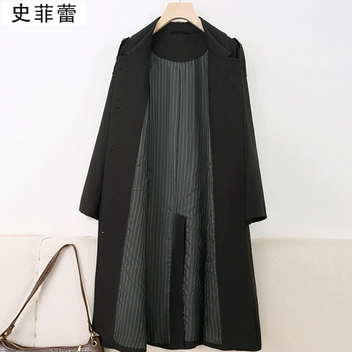 Длинный черный плащ для отдыха, осенняя куртка, в корейском стиле, изысканный стиль