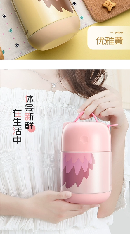 Meileur316 cốc inox nữ âm ỉ nồi cháo siêu dài cách nhiệt hộp cơm trưa thùng cách nhiệt thùng xách tay - Hộp cơm điện sưởi ấm
