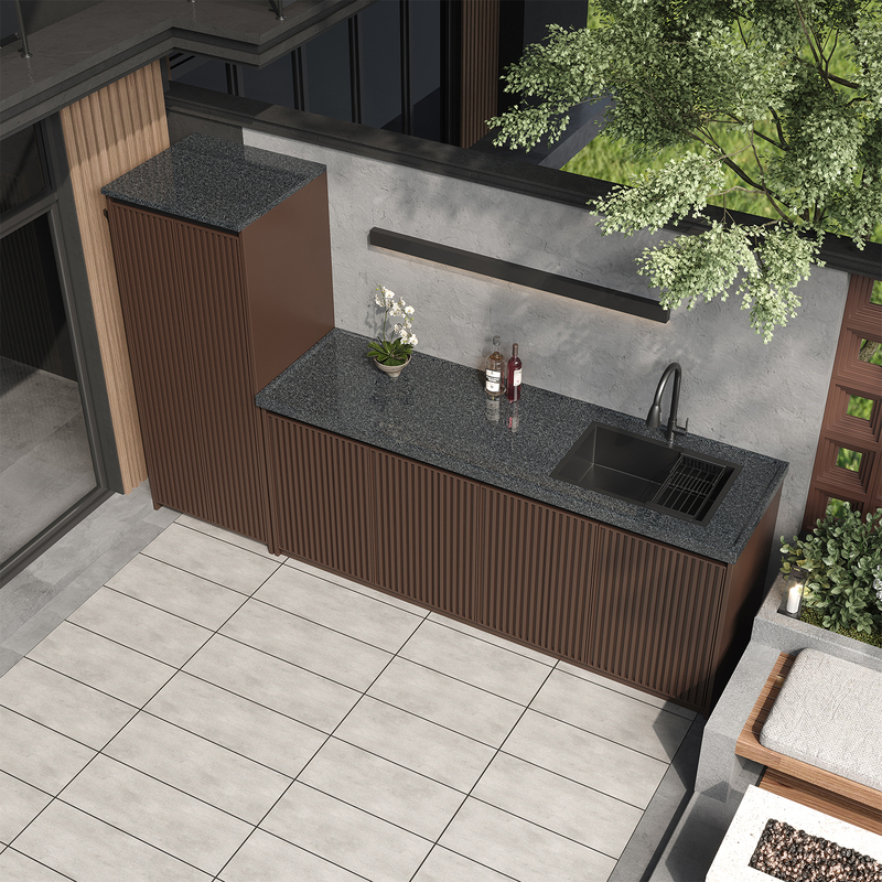 Outdoor Workstation with Integrated Granite Countertop, All-Aluminum Storage Cabinet, Villa Garden Cooking Station, and Sink Outdoor Workstation with Integrated Granite Countertop, All-Aluminum Storage Cabinet, Villa Garden Cooking Station, and Sink