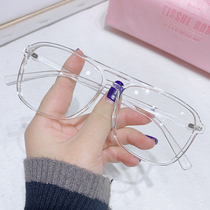 ins transparent glasses frame women flat light eyes anti-blue radiation can be matched with myopia glasses women big face thin ultra light