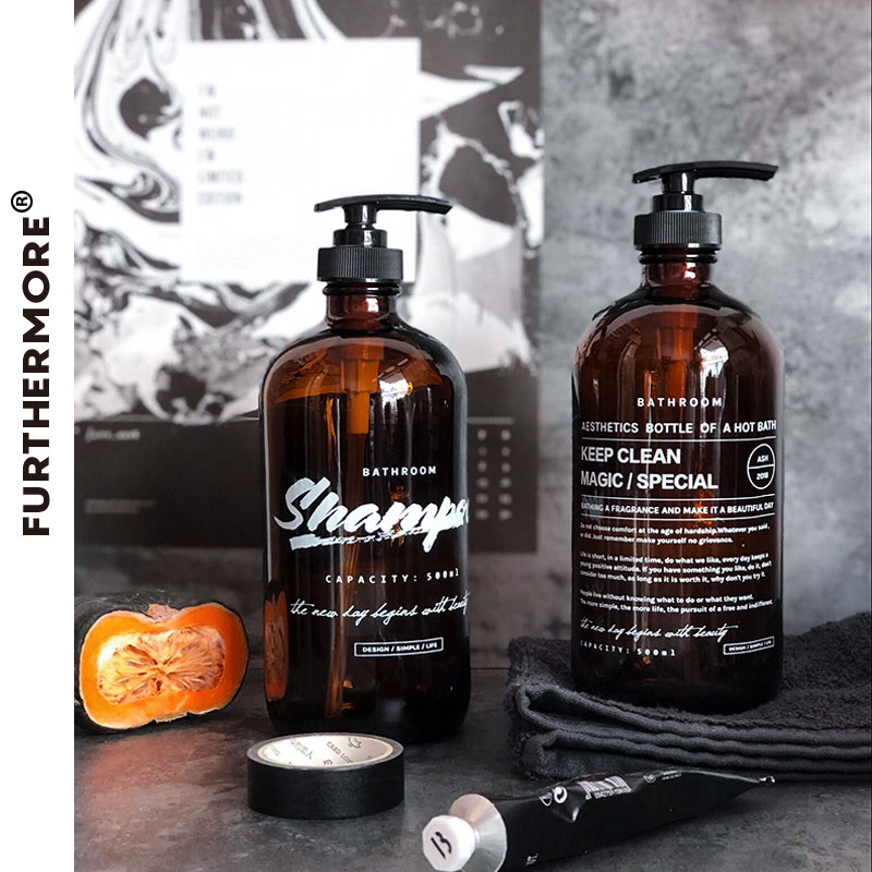 ins Nordic Bath Bottle Glass Split Bottle Hand Lotion Lotion Lotion Bath Shampoo Round Split Press Bottle