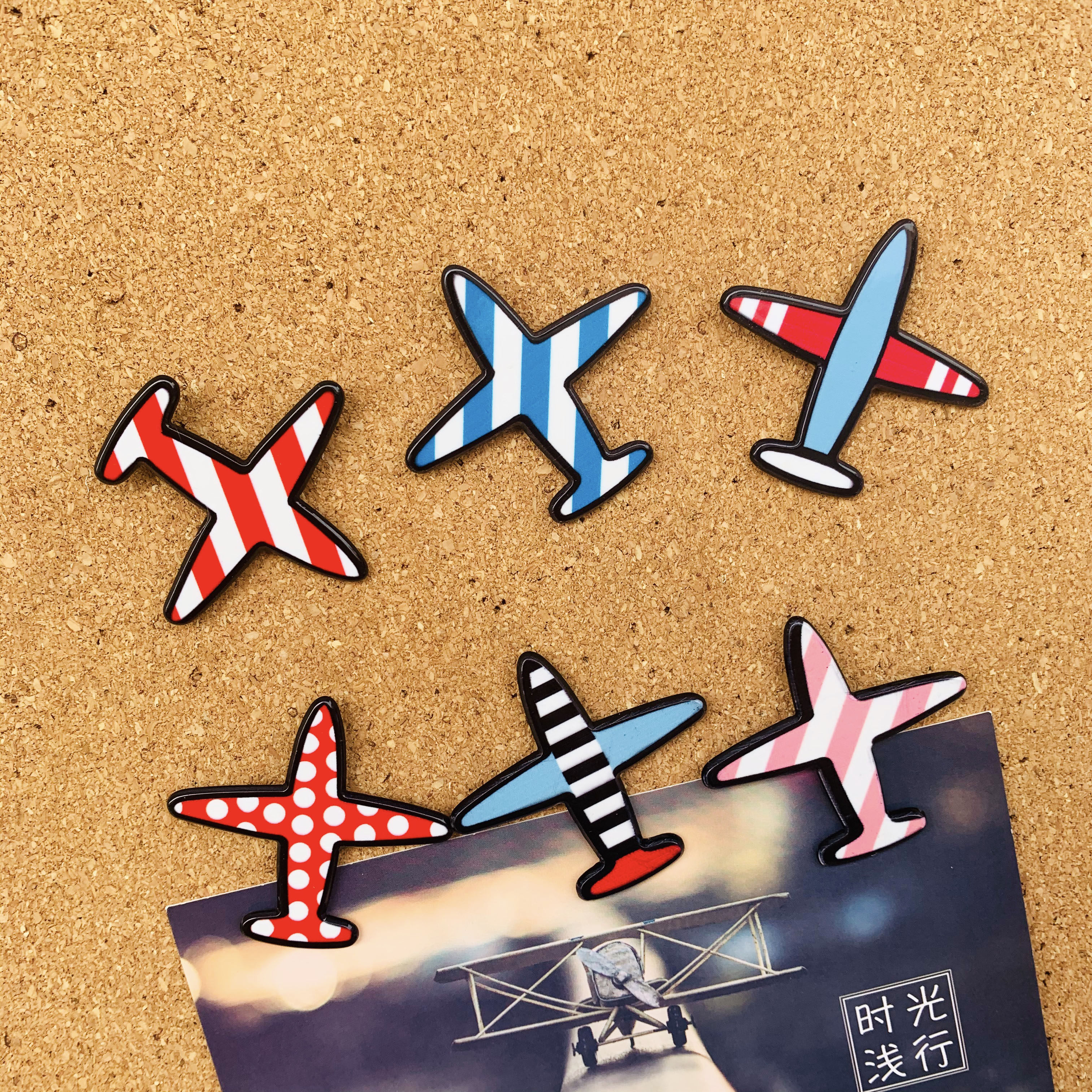 6 Multi-colored Aircraft Creative nail romance Shadow decoration Map message note Cork Phase Photo Wall by nail