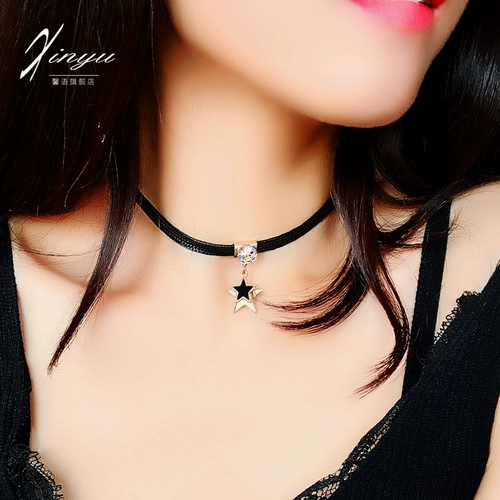 Модное черное ожерелье, дизайнерская короткая цепочка до ключиц, чокер, тренд сезона