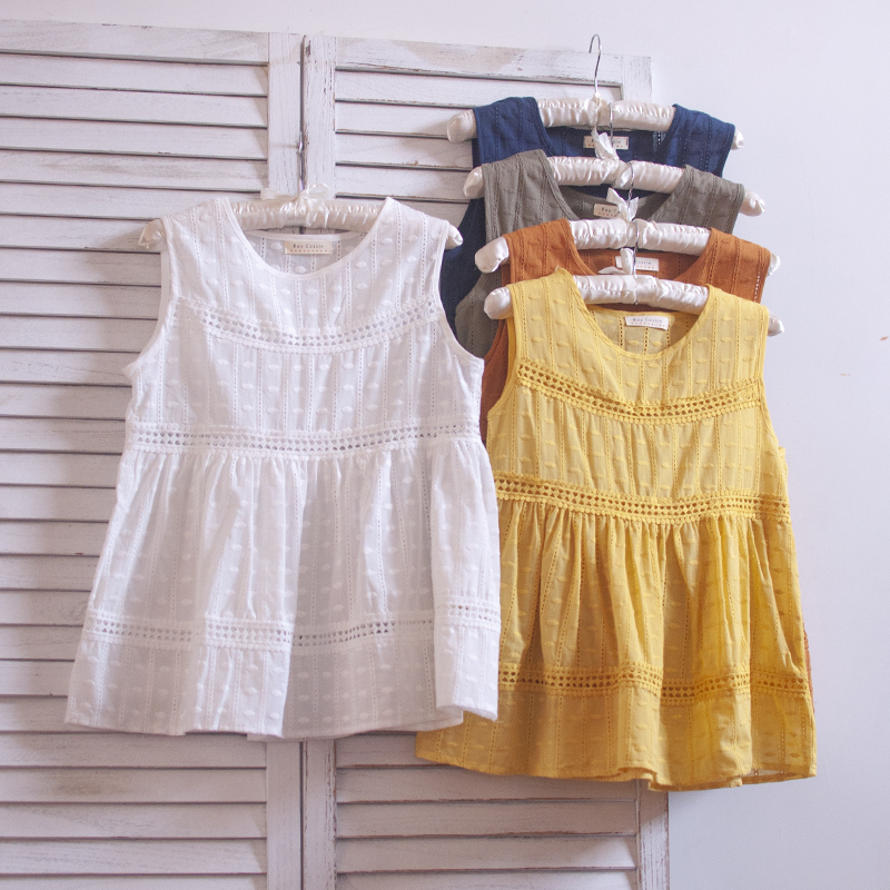 Korean Artistic Embroidered Floral Hollow-Out Fresh Sleeveless Tank Top Summer New Women's Top Camisole Babydoll Shirt