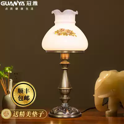 Guanya full copper retro desk lamp American old Shanghai Republic of China Bank bedroom bedside table green cover study lamp