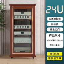 Double-layer glass door cabinet equipment cabinet European-style storage wooden simple amplifier cabinet professional audio cabinet second floor