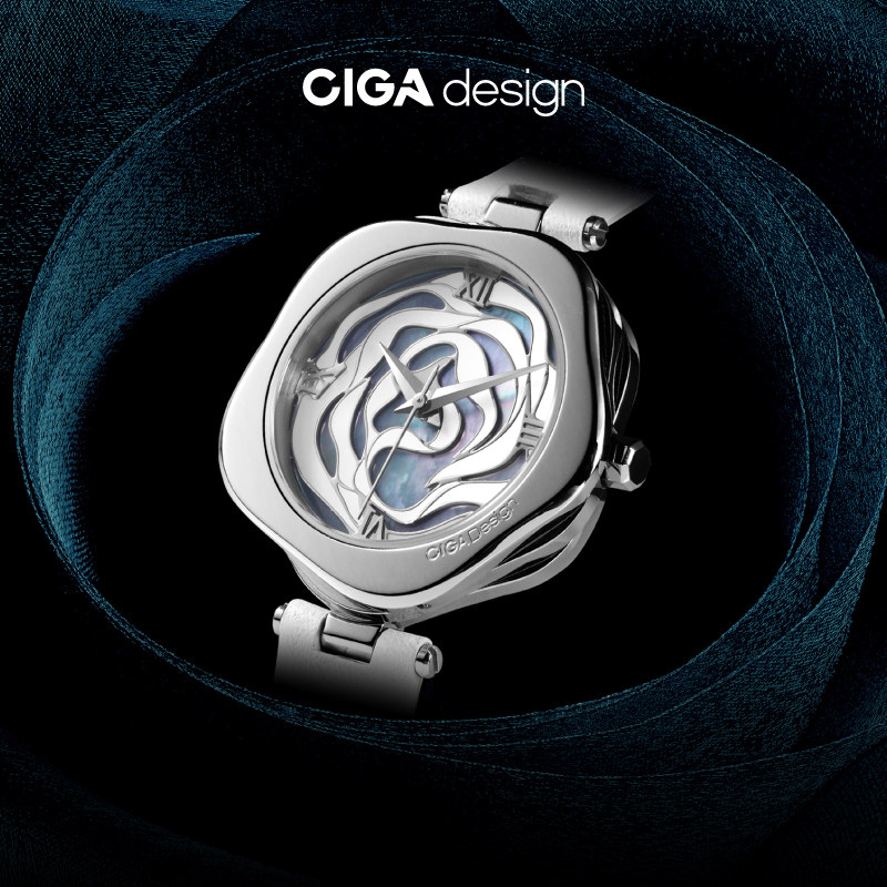 CIGA design XIJIA Кварцевые механические часы серии R Датские розовые часы Женский простой легкий роскошный подарок на день рождения