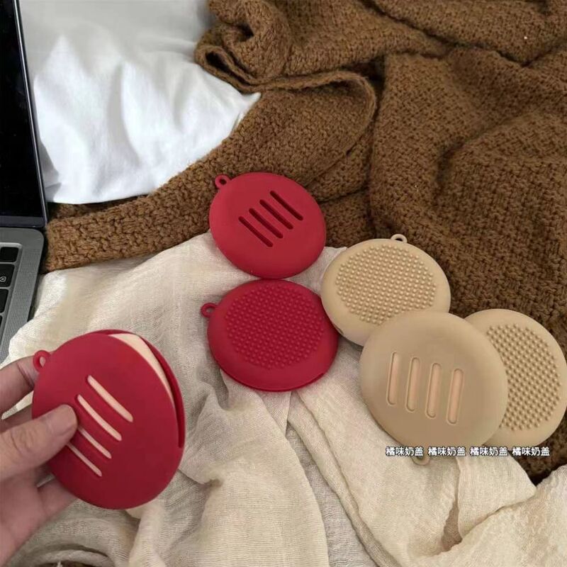 Silicone Powder Puff Storage Box, Round Air Cushion Storage Box, Waterproof, Double-Sided Breathable, Portable Powder Puff Storage Bag for Outings