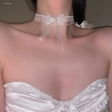 Ожерелье с бантиком, чокер, лента, цепочка до ключиц, аксессуар