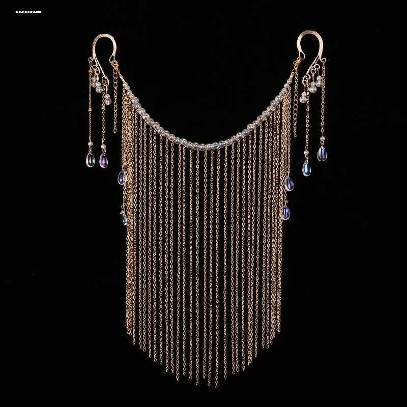 Super Fairy-Like Accessories, Exotic Style Dunhuang Flying Fairy Hanfu Special Face Curtain, Ancient Style Veil with Tassels, Ear-Hanging Face Covering Headwear Super Fairy-Like Accessories, Exotic Style Dunhuang Flying Fairy Hanfu Special Face Curtain, Ancient Style Veil with Tassels, Ear-Hanging Face Covering Headwear