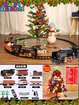 Remote control electric simulation steam smoke vintage classic train Christmas hotel decoration high-speed rail track childrens toys