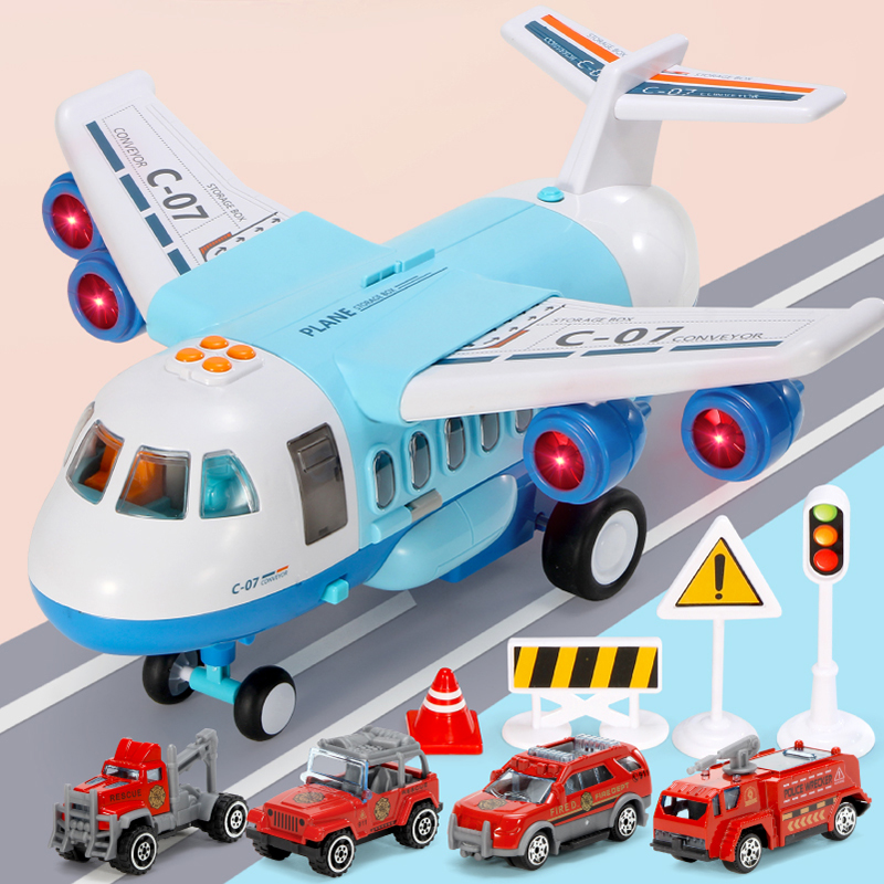 Child Emulation Steam Imbuke Passenger Plane Puzzle Alloy Model Inertial Toy Aircraft Containing small car toy