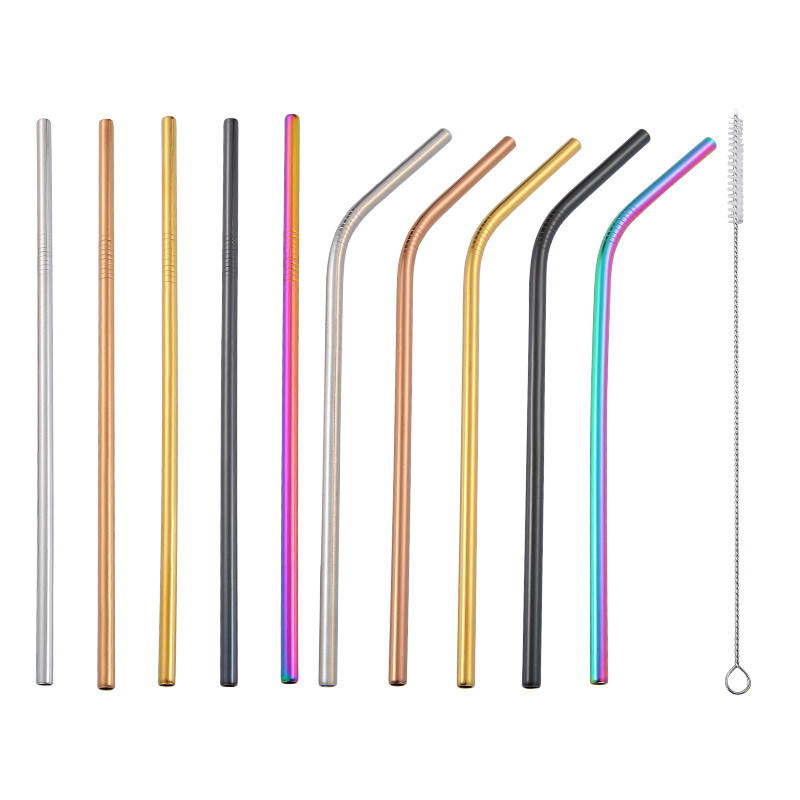 Non-disposable 304 stainless steel milk tea shop coffee shop household large-caliber straight pipe elbow beverage straw