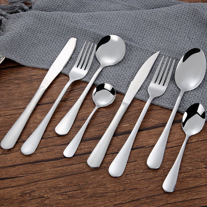 Spoon stainless steel tableware knife and fork spoon western tableware spoon soup spoon household meal spoon steak knife and fork four-piece set