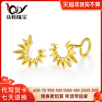 999 gold sunflower gold earrings women's 5G hook earrings 24k pure gold flower earrings 2021 new