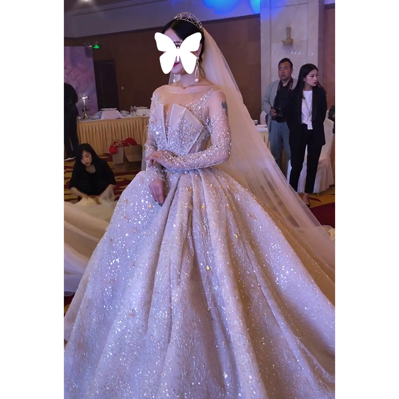 Wedding dress, starry sky, 2020, long sleeve