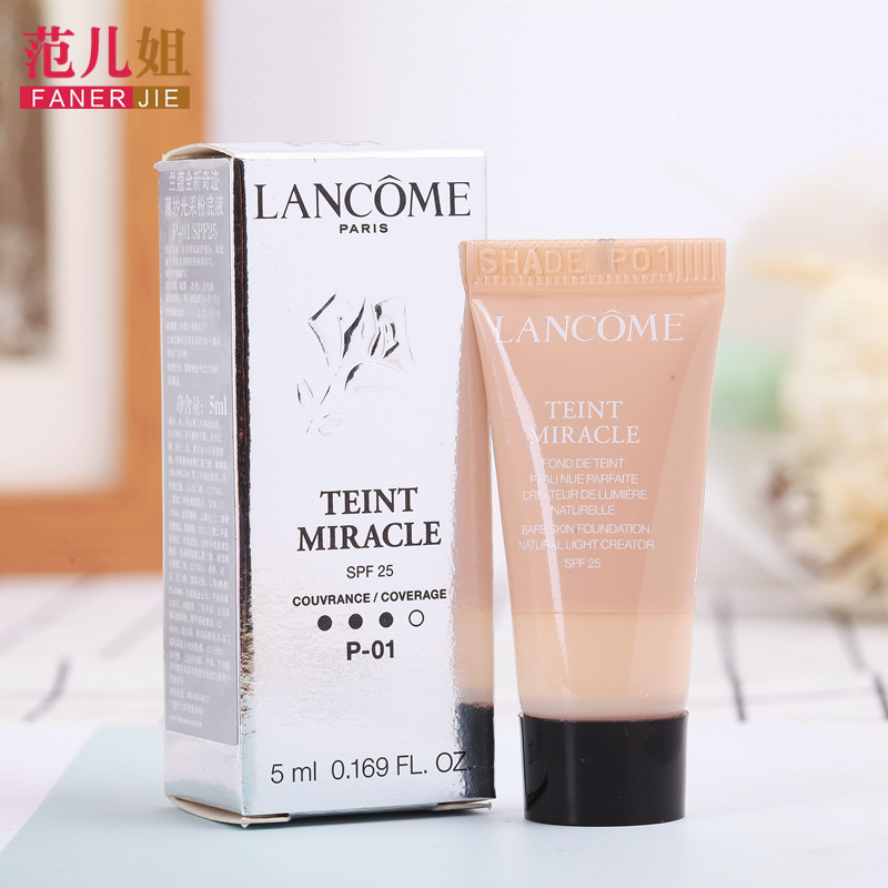 Kem nền dạng lỏng gạc thần kỳ Lancome mới P-01 # SPF25 5ml mẫu nhẹ và giữ ẩm - Nền tảng chất lỏng / Stick Foundation kem nền revlon