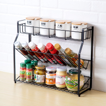 Seasoning rack seasoning rack kitchen countertop oil salt sauce vinegar storage condiment multi-layer black seasoning rack