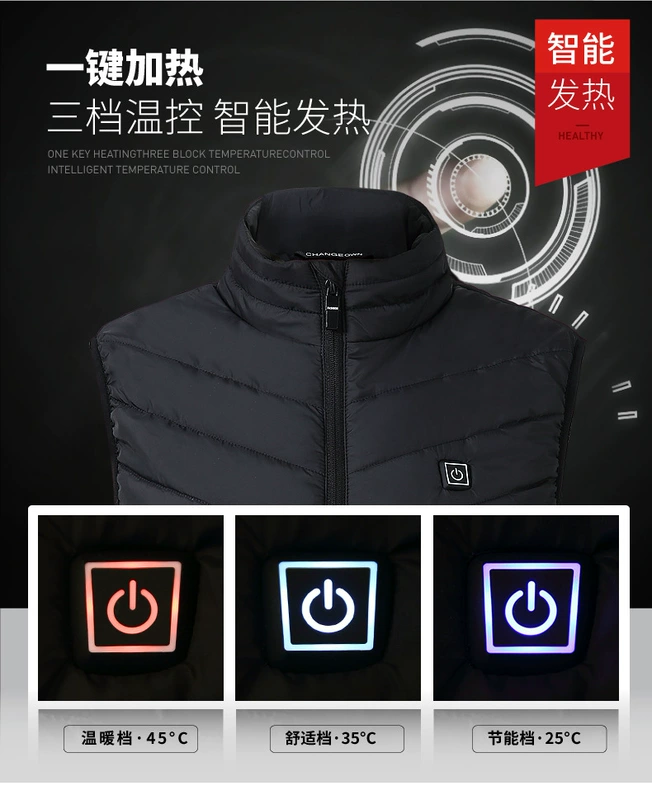 2018 vest điện USB an toàn thông minh nhiệt độ không đổi nhiệt độ dịch vụ nam ấm áp bông sưởi bông áo giả vest nam
