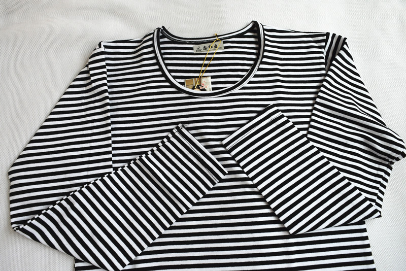 Phụ nữ cổ tròn Qiuyi Qiuku phù hợp với Lycra cotton sọc cũ áo len cotton lỏng đồ lót nhiệt đáy đồ bộ mặc nhà cao cấp