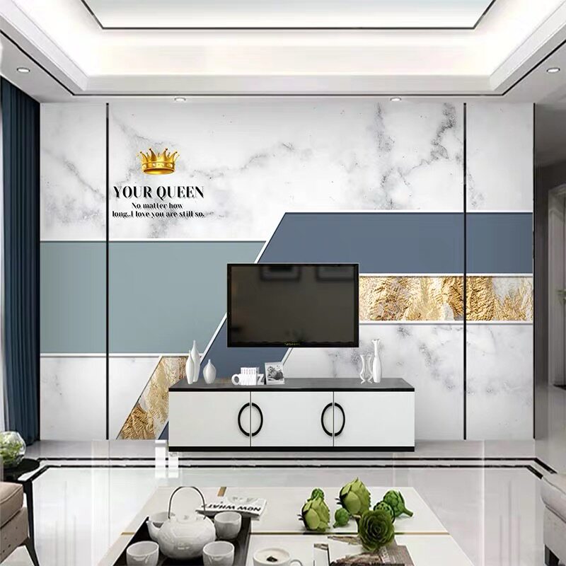 Nordic geometric bamboo and wood fiber integrated wall panel TV background wall simple custom living room wall panel quick-install gusset