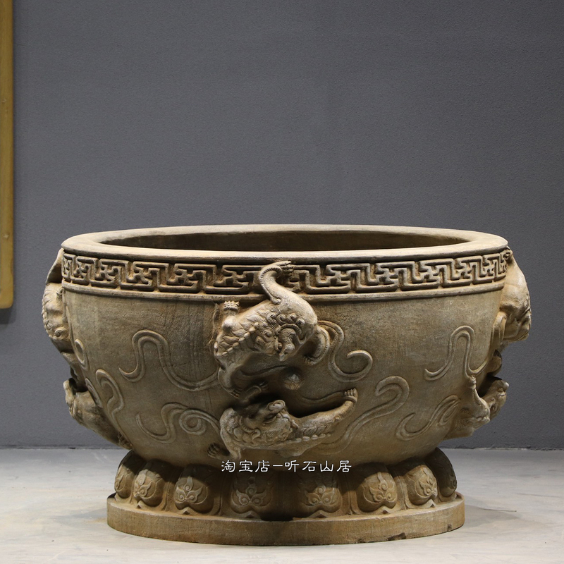 Ming and Qing Dynasty Stone Tubs, Aged Courtyard Fish Tanks, Natural Stone Large Water Tanks, Bluestone Imitation Vintage Outdoor Lotus Pots