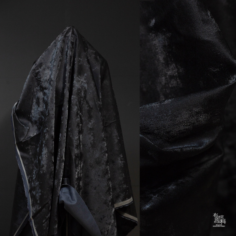 New Black Suede Texture Asymmetrical Dark Gradient Suede Leather Silhouette Jacket Designer Fabric