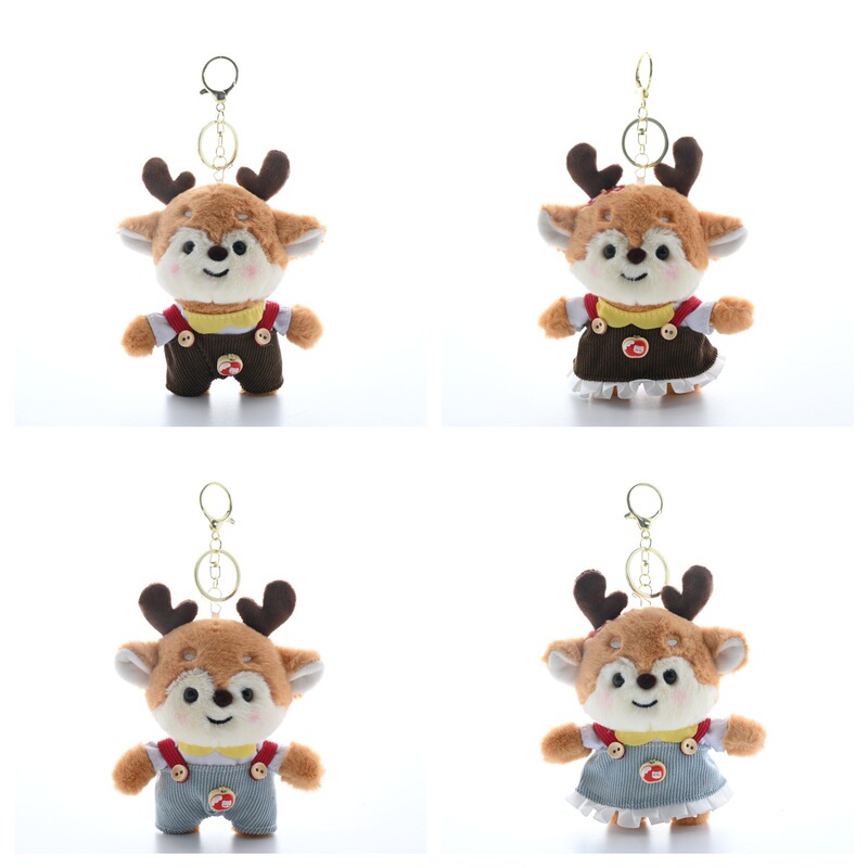 Cartoon Cute Strap-On Deer Brother and Sister Plush Doll Pendant Plush Toy Doll Pendant Keychain