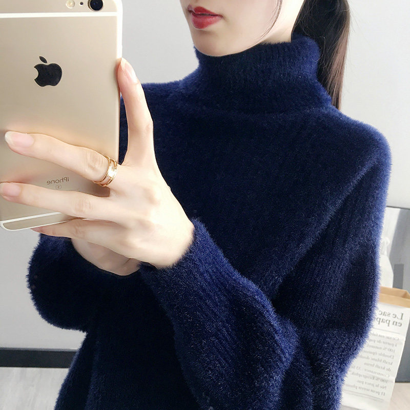 Thickening High Collar Sweater Women's Winter Hitch 2021 New Autumn Winter Water Minke Suede Lady Beat the undershirt