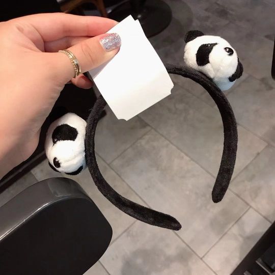 包邮韩国同款毛绒洗脸必用卡通熊猫萌物发箍可爱少女发卡网红头箍