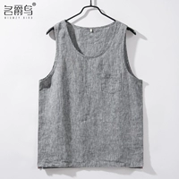 Sợi lanh nhuộm vest nam mùa hè mỏng cotton áo vest vest thể thao giản dị không tay áo thun màu rắn - Áo vest cotton áo ba lỗ tập gym nam
