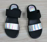 Женские летние полиуретановые серебряные черные сандалии, тапочки