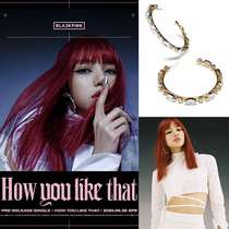Domestic Spot Korea BLACK MUSE Pink Lisa the same earrings minimalist Temperament Circle Earrings
