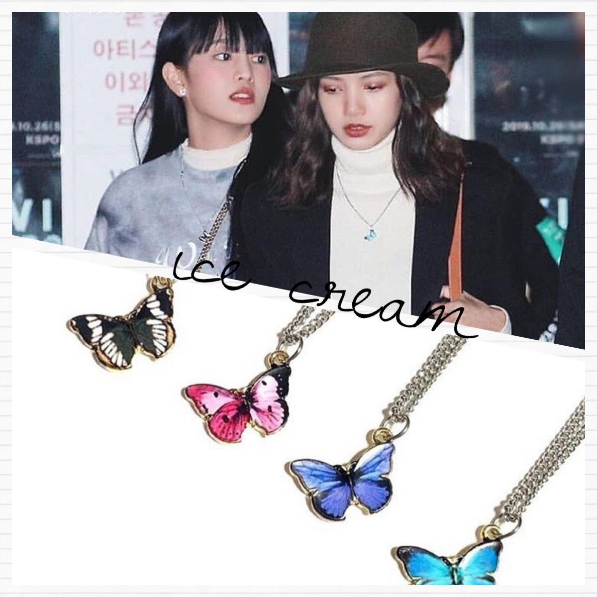New color spot Lisa minnie Xu Mengjie Small rainbow Han Dai wanderingyouth butterfly necklace