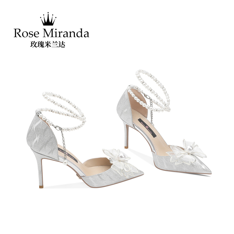 Rosemiranda Rose Miranda Commemorative High Heels [New Store Opening] Silver Coming-Of-Age Ceremony Women's Sandals