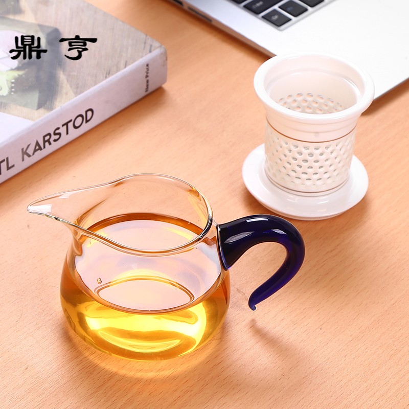 Ding heng fair heat - resistant glass tea cup upset points is kung fu tea set with ceramic filter large tea tea