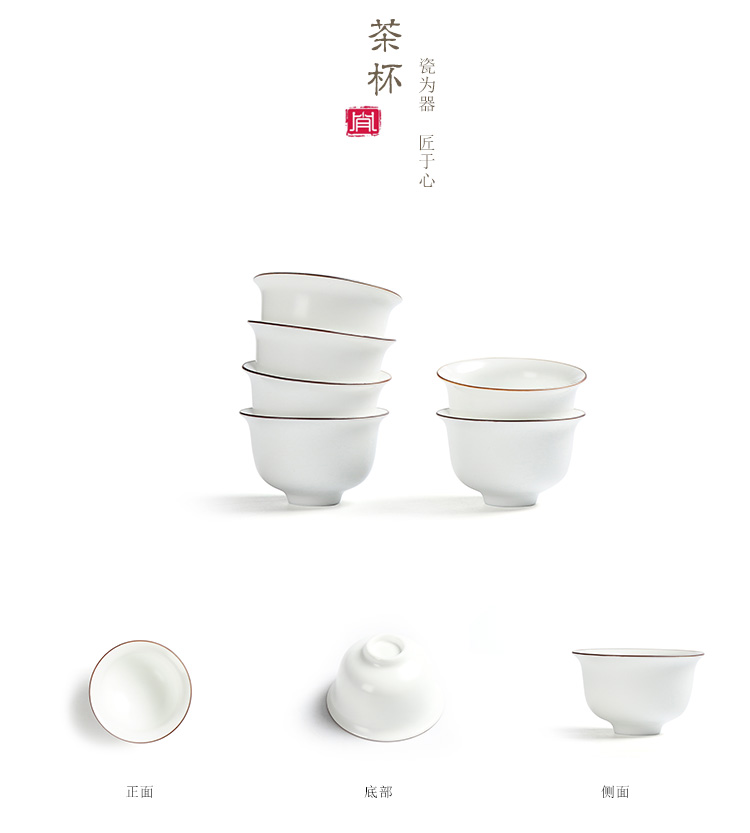 Ding heng inferior smooth fat white on white tea tureen suit kung fu tea set ceramic white teapot tea cups