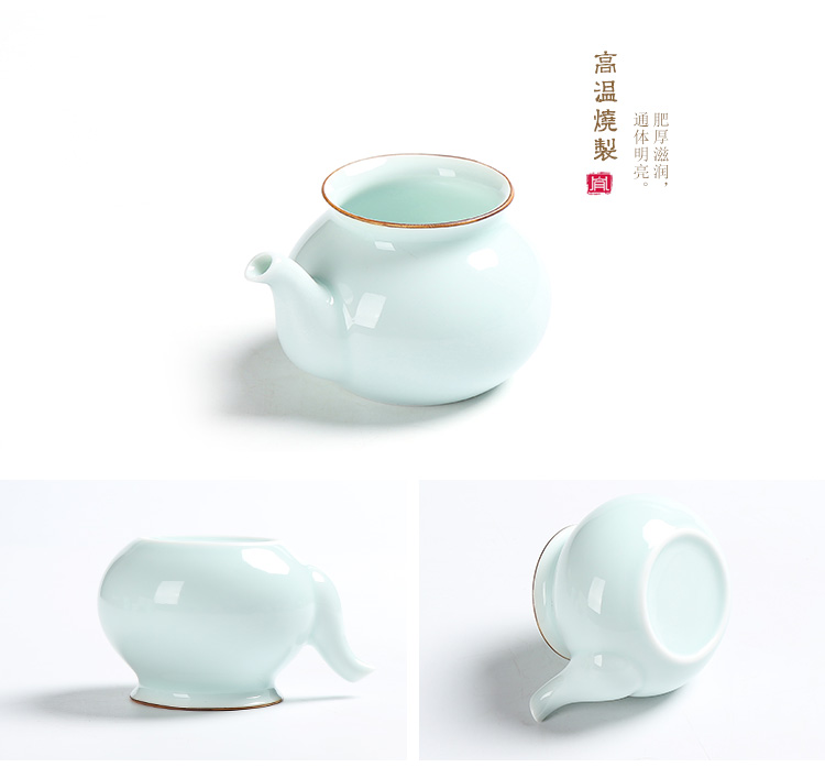 Ding heng celadon of a complete set of tea service suit green glaze kung fu tea tea pot lid bowl of tea cup gift boxes