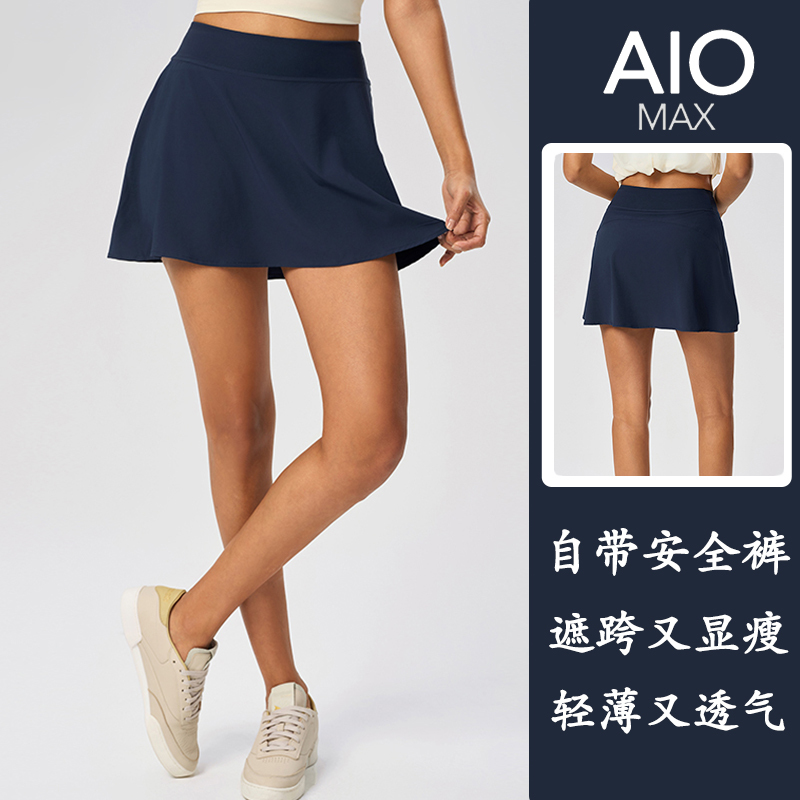 American Sports Skirt, High-Waisted, Tummy-Controlling, Hip-Covering, Large Size, Anti-Exposure, Tennis and Badminton Skirt, Cool and Breathable Yoga Skirt