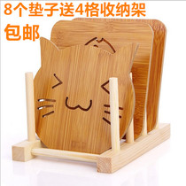 9-piece set of carved wooden placemats Insulation mats Kitchen table mats Anti-hot plate mats Bowl mats Plate mats Casserole mats Coasters